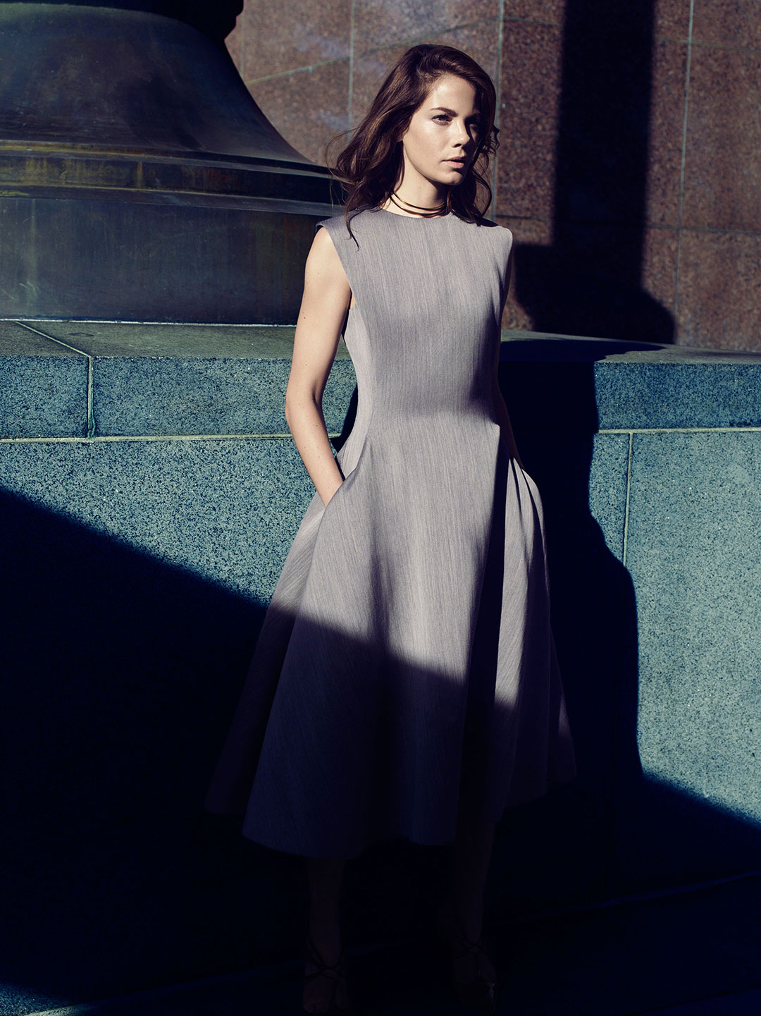 Michelle Monaghan Grey Dress Yahoo Style Content Strategy & Photography by Jane Smith Agency